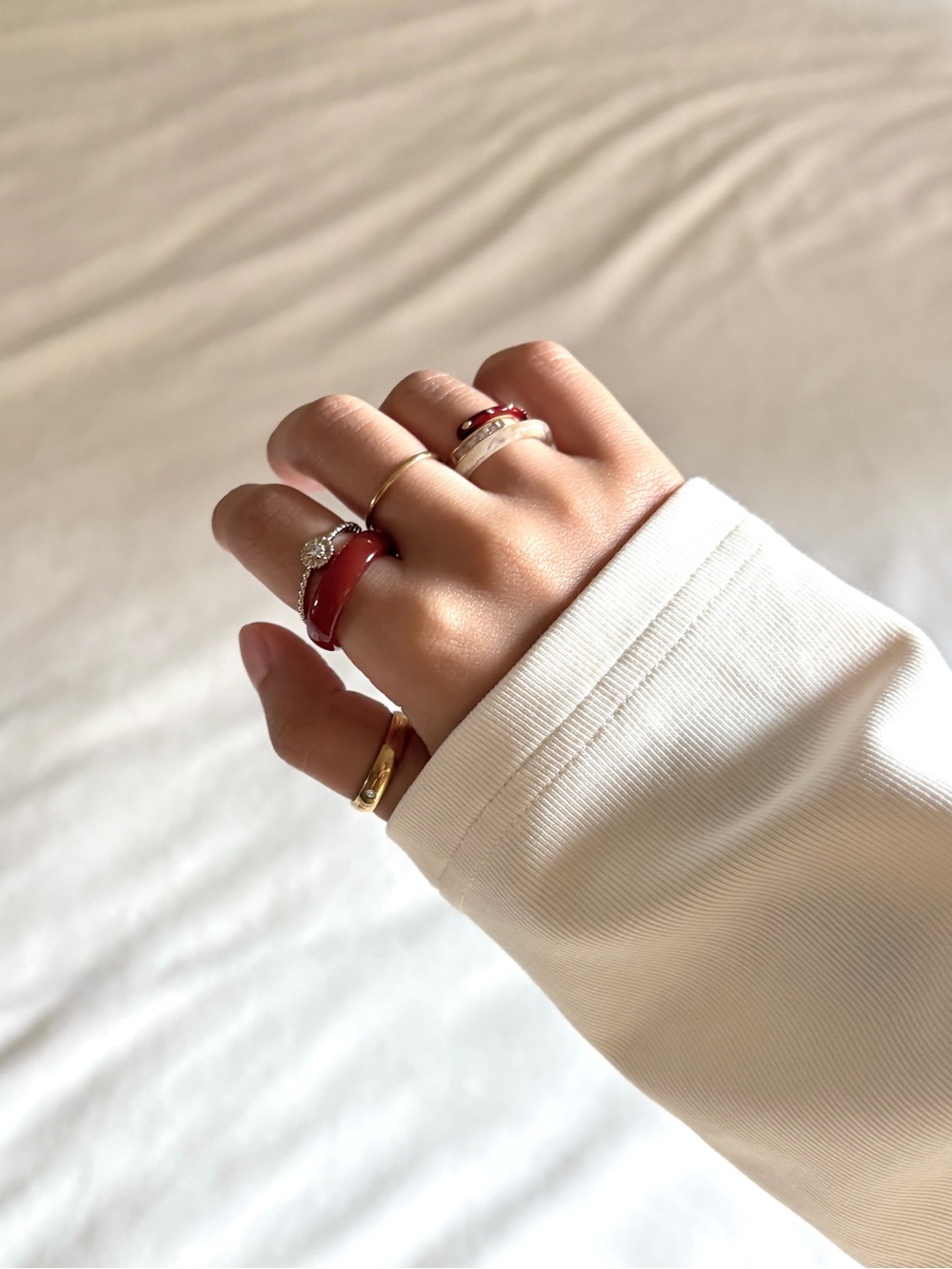 Red style ring set - 6 rings